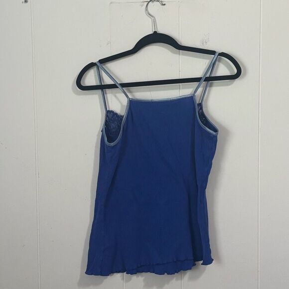 Y2K Charlotte Russe Blue Ribbed Lace Cami XL - Picture 4 of 4